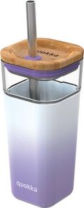 Quokka Quokka Liquid Cube - Kubek szklany 540 ml ze słomką ze stali nierdzewnej (Lilac Gradient) (40055) - 40055 1