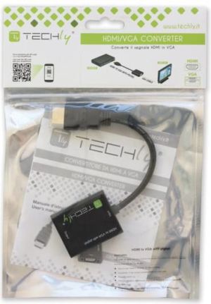 Adapter AV Techly HDMI - D-Sub (VGA) + Jack 3.5mm czarny (306301) 3