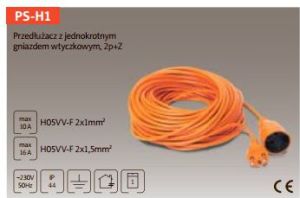 Plastrol 2p,10A, 250V, 2x1mm2, 15m, pomarańczowy (PS-H1/1,0/15,0 POM) 1