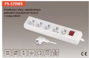 Listwa zasilająca Plastrol 5 gniazd 5 m biała (PS-570WS/5) 2