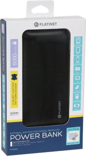 Powerbank Platinet Leather 6000 mAh Czarny  (PMPB60B) 5