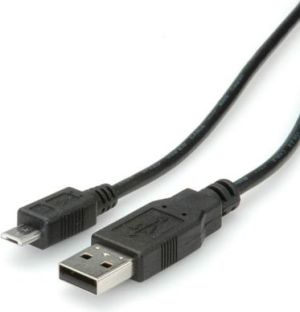 Kabel USB Roline USB-A - microUSB 0.8 m Czarny (11.02.8754) 1