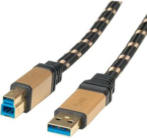 Kabel USB Roline USB-A - 1.8 m Czarny Złoty (11.02.8902) 1