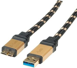 Kabel USB Roline USB-A - 0.8 m Czarny Złoty (11888878) 1