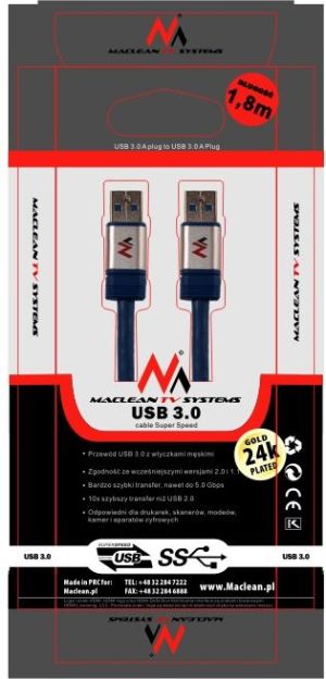 Kabel USB Maclean USB-A - USB-A 3 m Niebieski (MCTV-606) 2