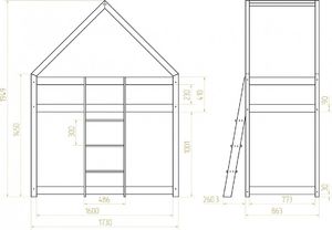 ADEKO STOLARNIA Łóżko MILA DMPB 80x160 sosna piętrowe w kształcie domku ADEKO STOLARNIA 4