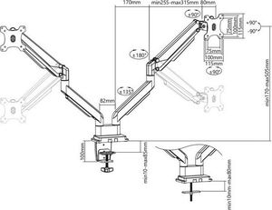 Digitus Uchwyt biurkowy na 2 monitory 15" - 32" (DA-90395) 11
