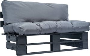 vidaXL VidaXL Sofa ogrodowa z palet z szarymi poduszkami, sosna 1