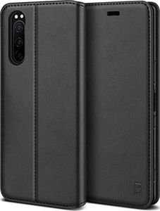 BEZ BEZ do Xperii 5, Etui Premium kompatybilne z Sony Xperia 5, Etui z klapką z uchwytem na kartę kredytową, podstawka, zamknięcie magnetyczne, czarne 1