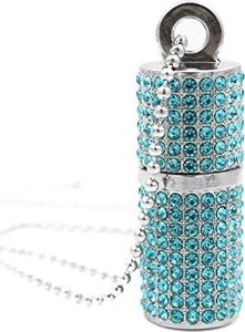 Pendrive Shooo Shooo USB Flash Drive, Bling Rhinestone Diamond Crystal Glitter Lipstick Case Luminous Jewelry Naszyjnik, 64 GB, Lake Blue 8
