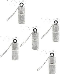 Pendrive Shooo Shooo 5 sztuk USB Flash Drive, Bling Rhinestone Diamentowy Kryształ Glitter Szminka Case LuminousBiżuteria Naszyjnik, 16 GB, Czyste Srebro 1