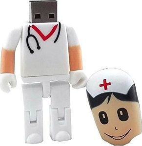 Pendrive Shooo Shooo 32 GB Kreatywna plastikowa kobieta pielęgniarka USB 2.0 Flash Drive Toy Shape Style Cartoon Robot, z plastikowym pudełkiem 7