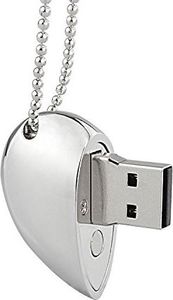 Pendrive Shooo Shooo 16 GB Rhinestone Metal Heart USB Stick, Biżuteria Bling Błyszczący kryształowy wisiorek z diamentem, z naszyjnikiem 3