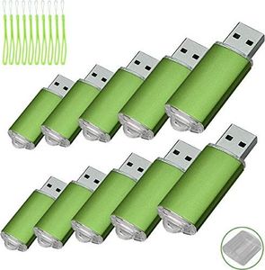 Pendrive Fenglangrong Pakiet 10 sztuk Pamięć flash USB Karta pamięci USB 2.0 Pamięć Pen Drive zielona 2 GB 1