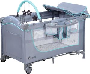 Severno Łóżeczko turystyczne Comfort Plus szaro-miętowe - szary || zielony 2