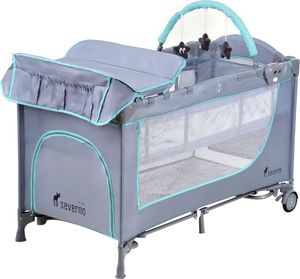 Severno Łóżeczko turystyczne Comfort Plus szaro-miętowe - szary || zielony 4