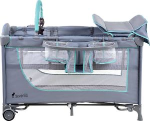 Severno Łóżeczko turystyczne Comfort Plus szaro-miętowe - szary || zielony 5