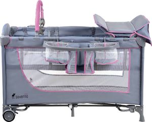 Severno Łóżeczko turystyczne składane dostawne Comfort Plus szaro-różowe - szary || różowy 4