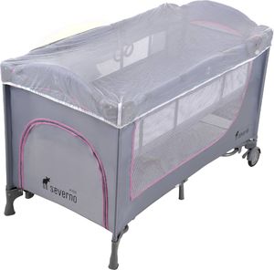 Severno Łóżeczko turystyczne składane dostawne Comfort Plus szaro-różowe - szary || różowy 5