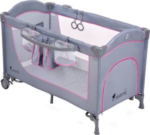 Severno Łóżeczko turystyczne składane dostawne Comfort Plus szaro-różowe - szary || różowy 7