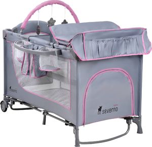 Severno Łóżeczko turystyczne składane dostawne Comfort Plus szaro-różowe - szary || różowy 8