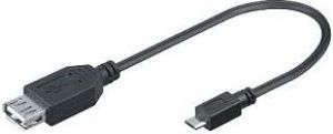 Kabel USB Mcab A-microB, męsko-żeński, 0.2m, OTG, czarny (7300100) 1