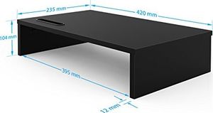 BONTEC Stojak BONTEC na komputer, stolik pod monitor, stojak na monitor z uchwytem na telefon, ergonomiczny stojak na drukarkę do laptopa z prowadzeniem kabli do laptopa, komputera, notebooka, iMaca, PC, 42CM, czarny 3