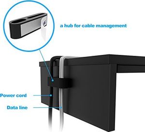 BONTEC Stojak BONTEC na komputer, stolik pod monitor, stojak na monitor z uchwytem na telefon, ergonomiczny stojak na drukarkę do laptopa z prowadzeniem kabli do laptopa, komputera, notebooka, iMaca, PC, 42CM, czarny 5