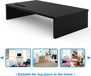 BONTEC Stojak BONTEC na komputer, stolik pod monitor, stojak na monitor z uchwytem na telefon, ergonomiczny stojak na drukarkę do laptopa z prowadzeniem kabli do laptopa, komputera, notebooka, iMaca, PC, 42CM, czarny 7