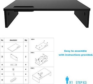 BONTEC Stojak BONTEC na komputer, stolik pod monitor, stojak na monitor z uchwytem na telefon, ergonomiczny stojak na drukarkę do laptopa z prowadzeniem kabli do laptopa, komputera, notebooka, iMaca, PC, 42CM, czarny 8