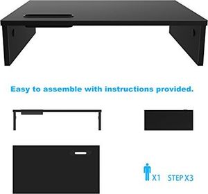 BONTEC Stojak BONTEC na komputer, stolik pod monitor, stojak na monitor z uchwytem na telefon, ergonomiczny stojak na drukarkę do laptopa z prowadzeniem kabli do laptopa, komputera, notebooka, iMaca, PC, 42CM, czarny 9