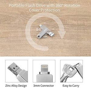 Pendrive Zhake Pamięć USB 64 GB 3 w 1 Rozszerzenie pamięci Flash USB 3.0 Zewnętrzna pendrive Flash Drive, dla Apple iOS iPhone iPod iPad Telefon komórkowy OTG Komputer Andriod Laptop PC (srebrny) 6