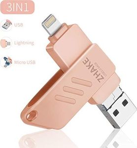 Pendrive Zhake Pamięć USB 64 GB 3 w 1 Rozszerzenie pamięci flash USB 3.0 Zewnętrzna pendrive Pendrive, dla Apple iOS iPhone iPod iPad Telefon komórkowy OTG Komputer Andriod Laptop PC (róża) 1