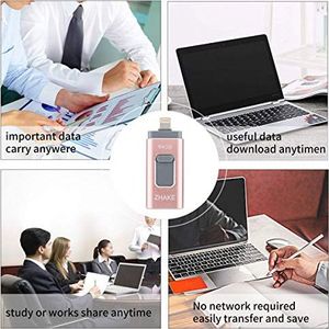 Pendrive Zhake Pamięć USB 64 GB 3 w 1 Rozszerzenie pamięci flash USB 3.0 Zewnętrzna pamięć flash Pamięć flash, dla Apple iOS iPhone iPod iPad Telefon komórkowy OTG Komputer Andriod Laptop PC (różowy) 6