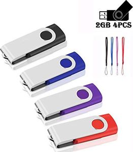 Pendrive AreTop Pamięć USB, 2 GB, pamięć USB, USB 2.0, 4 sztuki, pendrive, pendrive, obrotowa, do laptopa / PC / samochodu, 4 różne kolory (2 GB) 1