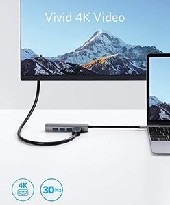 HUB USB Anker Anker 5-w-1 USB C koncentrator danych z 1 wyjściem HDMI, 1 portem Ethernet i 3 portami USB 3.0 dla 10/100/1000 Mb / s, dla MacBooka Pro 2016/2017, ChromeBooka, XPS 2