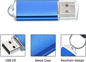Pendrive Datarm Pamięć USB 16 GB Pendrive 5 - pak - Pendrive 16GB Pendrive 5szt Pendrive metalowy - Mały zestaw pendrive niebieski pendrive z nasadką na konferencję firmy Datarm 4