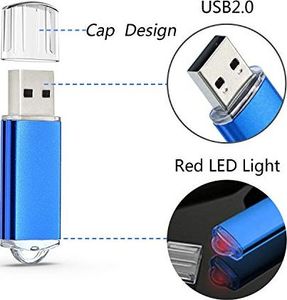 Pendrive Datarm Pamięć USB 16 GB Pendrive 5 - pak - Pendrive 16GB Pendrive 5szt Pendrive metalowy - Mały zestaw pendrive niebieski pendrive z nasadką na konferencję firmy Datarm 5