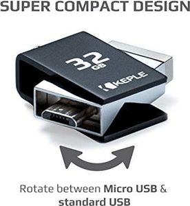 Pendrive Keple Pamięć USB 32GB OTG na Micro USB Pamięć flash 2 w 1 Pendrive 2.0 Kompatybilny z Huawei Y7, Y6, Y6 Pro, Y3, Y9 2018 / P8, P9 Lite / Honor 8X, 8X Max, 7C, 7X - Podwójny port 32 GB 4
