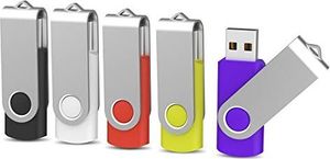 Pendrive Kootion KOOTION 5 sztuk Pamięci USB 64GB Pamięć USB 2.0 Pamięci USB 5 wielokolorowych, obracanych o 360 metalowych konstrukcji z brelokiem do kluczy Pamięci USB (5 kolorów: czarny, biały, czerwony, żółty, fioletowy) 1