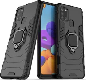 Hurtel Ring Armor pancerne hybrydowe etui pokrowiec + magnetyczny uchwyt Samsung Galaxy A21S czarny uniwersalny 2