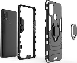 Hurtel Ring Armor pancerne hybrydowe etui pokrowiec + magnetyczny uchwyt Samsung Galaxy A21S czarny uniwersalny 3
