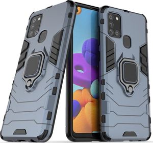 Hurtel Ring Armor pancerne hybrydowe etui pokrowiec + magnetyczny uchwyt Samsung Galaxy A21S niebieski uniwersalny 2