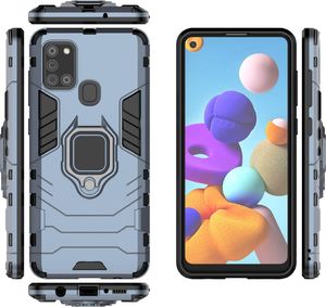 Hurtel Ring Armor pancerne hybrydowe etui pokrowiec + magnetyczny uchwyt Samsung Galaxy A21S niebieski uniwersalny 6