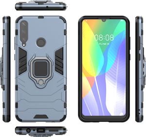 Hurtel Ring Armor pancerne hybrydowe etui pokrowiec + magnetyczny uchwyt Huawei Y6p niebieski uniwersalny 3