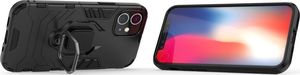 Hurtel Ring Armor pancerne hybrydowe etui pokrowiec + magnetyczny uchwyt iPhone 12 mini czarny uniwersalny 5