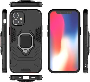 Hurtel Ring Armor pancerne hybrydowe etui pokrowiec + magnetyczny uchwyt iPhone 12 mini czarny uniwersalny 6