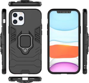 Hurtel Ring Armor pancerne hybrydowe etui pokrowiec + magnetyczny uchwyt iPhone 12 Pro / iPhone 12 czarny uniwersalny 5