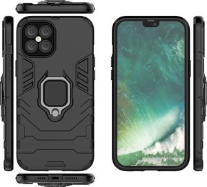 Hurtel Ring Armor pancerne hybrydowe etui pokrowiec + magnetyczny uchwyt iPhone 12 Pro Max czarny uniwersalny 5