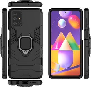 Hurtel Ring Armor pancerne hybrydowe etui pokrowiec + magnetyczny uchwyt Samsung Galaxy M31s czarny uniwersalny 3